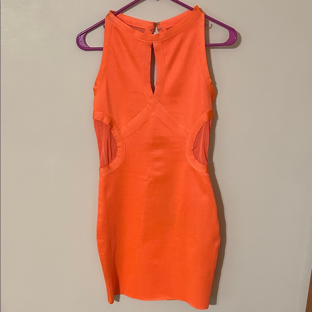 WOW Couture Orange Halter Bodycon Mini Dress M nwt